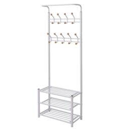 Berkfield Home Clothes Rack with Shoe Storage 68x32x182.5 cm White - thumbnail 1