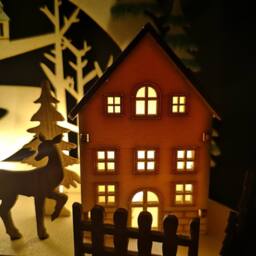 Samuel Alexander 19cm Battery Operated Light up Christmas Wooden Reindeer Village Scene with LEDs in Brown - thumbnail 4