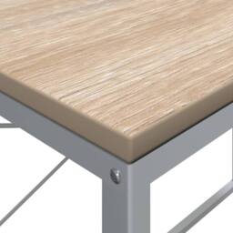 Berkfield Home Computer Desk White & Oak 110x60x70 cm Engineered Wood in Brown - Size: 110 x 60 x 70 cm - thumbnail 6