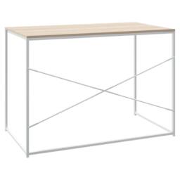 Berkfield Home Computer Desk White & Oak 110x60x70 cm Engineered Wood in Brown - Size: 110 x 60 x 70 cm - thumbnail 5