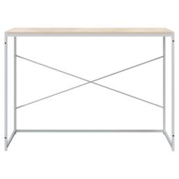 Berkfield Home Computer Desk White & Oak 110x60x70 cm Engineered Wood in Brown - Size: 110 x 60 x 70 cm - thumbnail 3