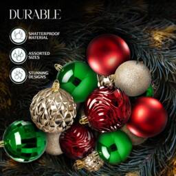 Pelle & Sol 36 Piece Christmas Decorations Bauble Set Shatterproof Xmas Pack 36 - thumbnail 4