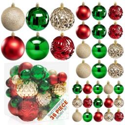 Pelle & Sol 36 Piece Christmas Decorations Bauble Set Shatterproof Xmas Pack 36 - thumbnail 1