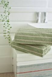 Deyongs Malmo Stripe Towel In Soft Lightweight 480 GSM Pure Cotton in Green - thumbnail 2