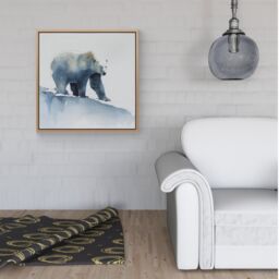 "Warren Reed - Designer Polar Bear Watercolour Framed Canvas in Light Brown - Size: W30"" x H30""" - thumbnail 2