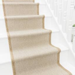 runrug Stair Runner Carpet - Reversible & Durable, 2mm - 'Illusion' in Beige - Size: 60 cm x 450 cm - thumbnail 1