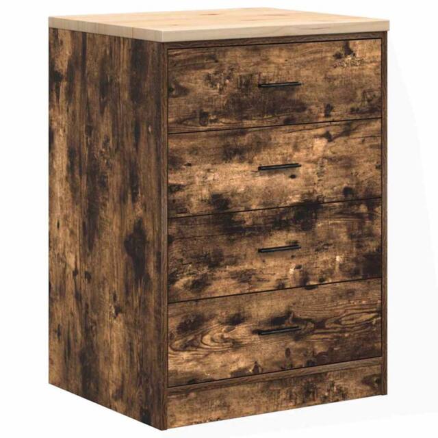 Berkfield Home Garage Storage Cabinet Smoked Oak 60x51x85 cm Solid Wood Pine in Brown - Size: 60 x 51 x 85 cm - image 1