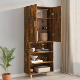 Berkfield Home Hanging Wall Cabinet Smoked Oak 69.5x34x90 cm in Brown - thumbnail 4