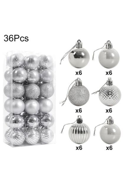 Living and Home 36Pcs Silver Christmas Tree Ornaments Christmas Ball Decorations Set - image 1