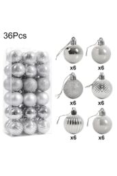 Living and Home 36Pcs Silver Christmas Tree Ornaments Christmas Ball Decorations Set