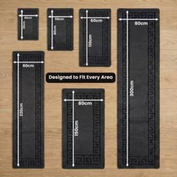 Smart Living Plain Heavy Duty Machine Washable Hallway Kitchen Non Slip Door Mat in Black - Size: 50 cm x 80 cm - thumbnail 4