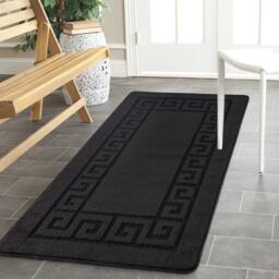 Smart Living Plain Heavy Duty Machine Washable Hallway Kitchen Non Slip Door Mat in Black - Size: 50 cm x 80 cm - thumbnail 1