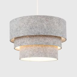 ValueLights Aztec Felt Three Tier Easy Fit Ceiling Pendant Lamp Shade with Bulb in Grey - thumbnail 1