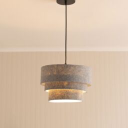 ValueLights Aztec Felt Three Tier Easy Fit Ceiling Pendant Lamp Shade with Bulb in Grey - thumbnail 3