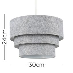 ValueLights Aztec Felt Three Tier Easy Fit Ceiling Pendant Lamp Shade with Bulb in Grey - thumbnail 7