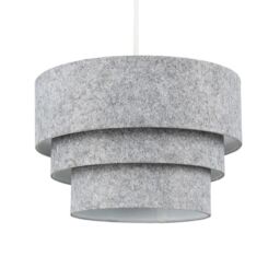 ValueLights Aztec Felt Three Tier Easy Fit Ceiling Pendant Lamp Shade with Bulb in Grey - thumbnail 2