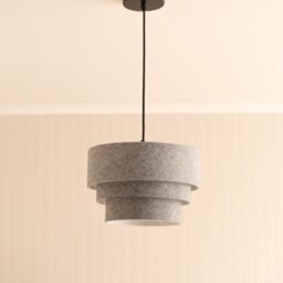 ValueLights Aztec Felt Three Tier Easy Fit Ceiling Pendant Lamp Shade with Bulb in Grey - thumbnail 6