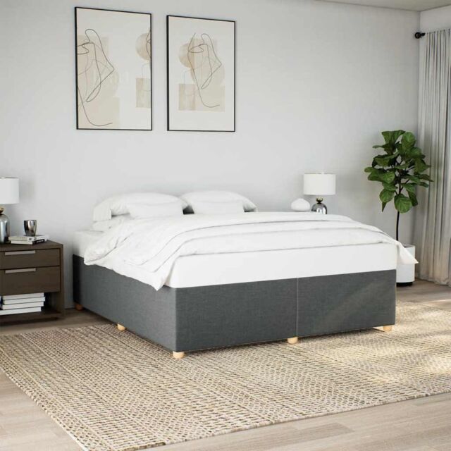 Berkfield Home Bed Frame without Mattress Dark Grey¬†Super King Fabric in Grey - Size: Super King - image 1