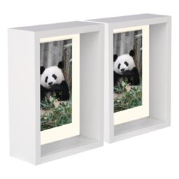 "Nicola Spring 5"" x 7"" 3D Deep Box Photo Frames - 4"" x 6"" Mount - White - Pack of 2 in Ivory" - thumbnail 1