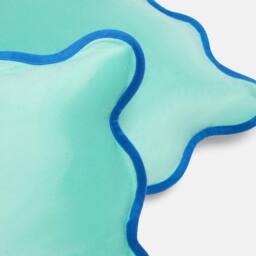 OHS 2 x Scallop Edge Matte Velvet Cushion Covers Home Décor in Aqua - Size: 45 cm x 45 cm - thumbnail 4