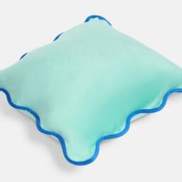 OHS 2 x Scallop Edge Matte Velvet Cushion Covers Home Décor in Aqua - Size: 45 cm x 45 cm - thumbnail 5