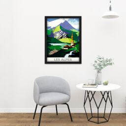 "Artery8 Wall Art Print Jacquelin Alps Mountains French Railway Advert Large Framed Wall Décor Art in White - Size: W18"" x H24""" - thumbnail 2
