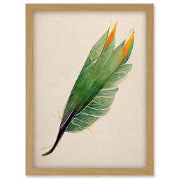 Artery8 Tropical Bird of Paradise Leaf Botanical Illustration Artwork Framed Wall Art Print A4 in Light Oak - thumbnail 1