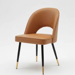 Stratus Interiors Dido Leather PU Dining Chair with Modern Luxury Comfort in Tan