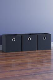 Vida Designs Durham Cube Storage Basket Bookcase Organizer Black Set of 3