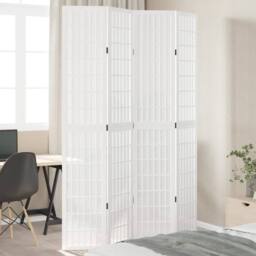 Berkfield Home Room Divider 4 Panels White Solid Wood Paulownia - thumbnail 2