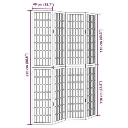 Berkfield Home Room Divider 4 Panels White Solid Wood Paulownia - thumbnail 8