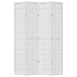 Berkfield Home Room Divider 4 Panels White Solid Wood Paulownia - thumbnail 4