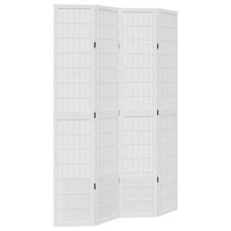 Berkfield Home Room Divider 4 Panels White Solid Wood Paulownia - thumbnail 3