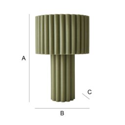ValueLights Lenny Drum Lamp Shade Colour Drench Ribbed Full Fabric Table Lamp in Pale Green - thumbnail 9