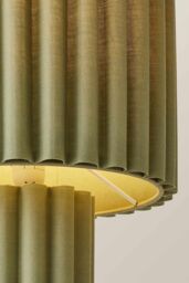 ValueLights Lenny Drum Lamp Shade Colour Drench Ribbed Full Fabric Table Lamp in Pale Green - thumbnail 4