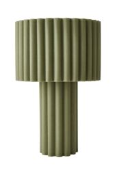 ValueLights Lenny Drum Lamp Shade Colour Drench Ribbed Full Fabric Table Lamp in Pale Green - thumbnail 6