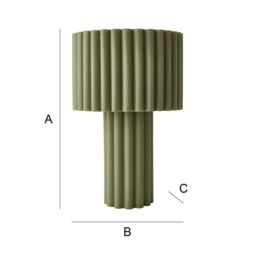 ValueLights Lenny Drum Lamp Shade Colour Drench Ribbed Full Fabric Table Lamp in Pale Green - thumbnail 7