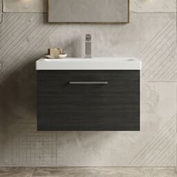 Balterley Bathroom Wall Hung 2 Soft Close Drawer Vanity Unit, Satin Green, 610mm in Black - thumbnail 9