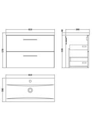 Balterley Bathroom Wall Hung 2 Soft Close Drawer Vanity Unit, Satin Green, 610mm in Black - thumbnail 5