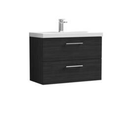 Balterley Bathroom Wall Hung 2 Soft Close Drawer Vanity Unit, Satin Green, 610mm in Black - thumbnail 1