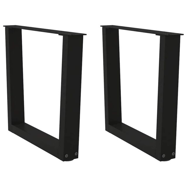 Berkfield Home Dining Table Legs V-Shape 2 pcs Black 60x(42-43.3) cm Steel - image 1