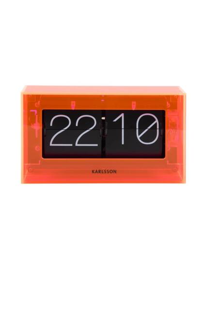 PRESENT TIME Karlsson Table Clock Acrylic Boxed Flip - Neon Orange - image 1