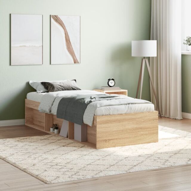 Berkfield Home Bed Frame Sonoma Oak 75x190 cm Small Single in Brown - image 1