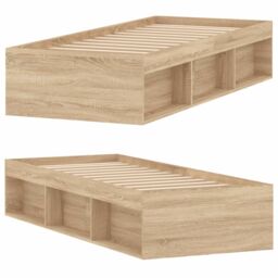 Berkfield Home Bed Frame Sonoma Oak 75x190 cm Small Single in Brown - thumbnail 4