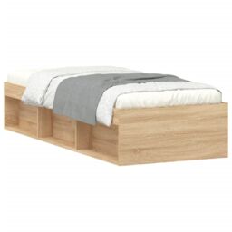 Berkfield Home Bed Frame Sonoma Oak 75x190 cm Small Single in Brown - thumbnail 2
