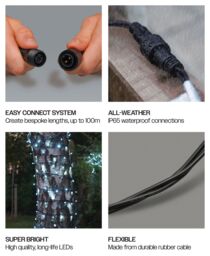 Xmas Haus String Lights Black Rubber IP65 10m/80 LED Cool White - thumbnail 4