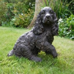 Havendro Cocker Spaniel Dog Statue Resin Garden Ornament in Brown - Size: 0.6m2