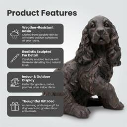 Havendro Cocker Spaniel Dog Statue Resin Garden Ornament in Brown - Size: 0.6m2 - thumbnail 4