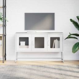 Berkfield Home TV Cabinet White 100.5x39x60.5 cm Cold-rolled Steel - thumbnail 4