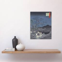 "Artery8 New Year Eve Foxfires Trees Japan Retro Vintage Wall Art Print in Blue - Size: W12"" x H16""" - thumbnail 4